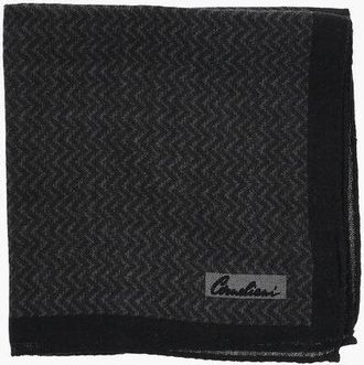 Corneliani Two-Tone Wool and Silk Pocket Square with Chevron Pattern size Unica