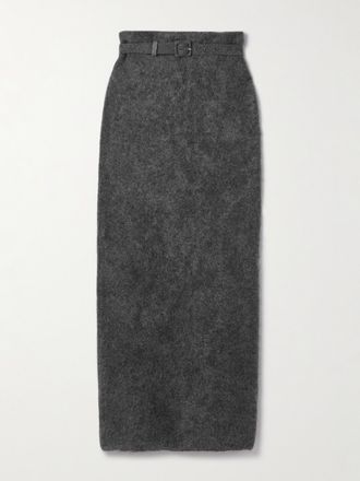 Adam Lippes Gonna Midi In Cashmere Spazzolato Con Cintura Levi - Grigio