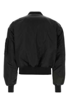 Entire studios Mens Black Nylon Bomber Jacket Oil Maglie