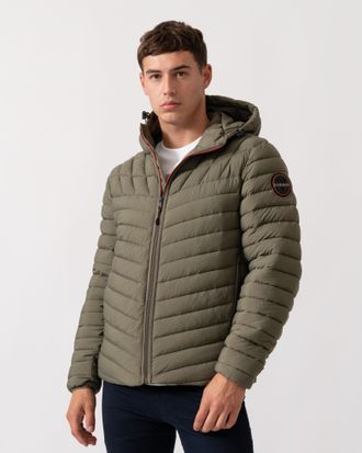 Napapijri Mens A-Lapaz Hooded Puffer Jacket in Sage Green - Size Large