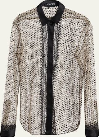 Tom Ford Polka-Dot Lace Button-Down Shirt