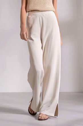 Elan Drawstring Wide Leg Pant In Stone