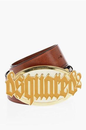 Dsquared2 Leather Belt with Maxi Logo Buckle 40mm size 105