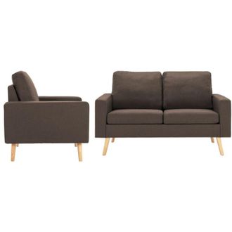vidaXL Juego De Sof&aacute;s 2 Piezas De Tela Marr&oacute;n Vidaxl