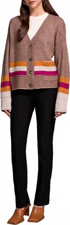Tribal Stripe Long Sleeve Cardigan In Mocha