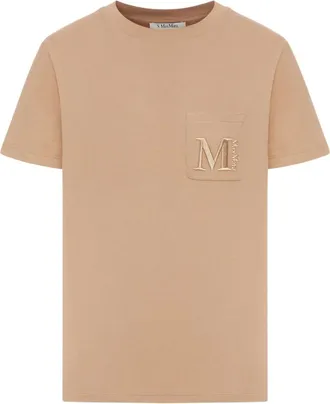 Max Mara T-shirt in cotone con logo - Toni neutri