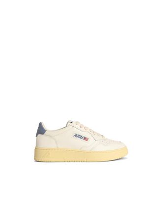 Autry Medalist Low White And Light Blue Leather Sneakers