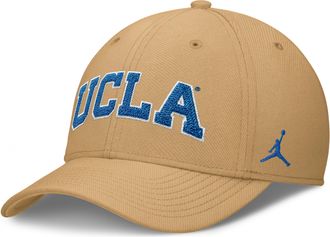 Nike Mens UCLA Classic Swooshflex Jordan Brand Dri-FIT College Hat in Brown | JC3A79VUCL-KLK