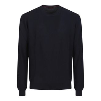 Fay Round-neck Knitwear, male, Blue, Size: 2XL Round Neck Sweater