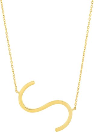 MAX + STONE Solid 10K Yellow or White Gold Initial Pendant Necklace 16-18 inch Cable Chain