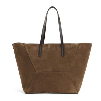Brunello Cucinelli Tassen, Dames, Bruin, ONE Size, Leer, Duo Medium Tote