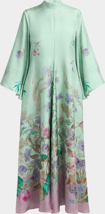 La DoubleJ Magnifico Floral Flare-Sleeve Maxi Dress