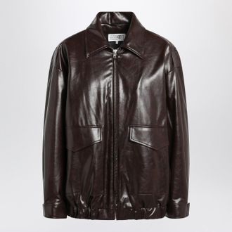 Maison Margiela Burgunderfarbene Kunstlederjacke