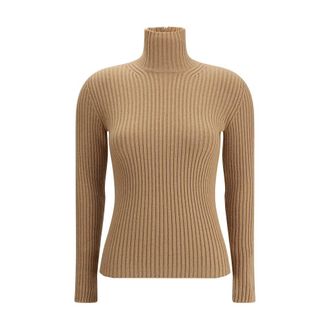 Max Mara Beige Wool Long Sleeve Womens T-Shirt