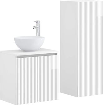 vidaXL Juego De Muebles De Ba&ntilde;o 2 Uds. Blanco Brillante Vidaxl