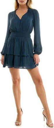 Socialite Long Sleeve Smocked Waist Minidress in Navy at Nordstrom Rack, Size X-Small