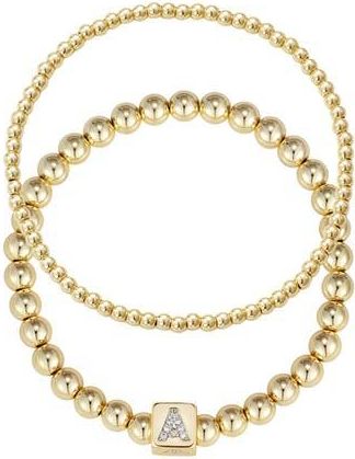 Adornia Set of 2 Gold Plated Stretch Bracelets in Gold-A at Nordstrom Rack