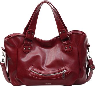 Generic Moto Style Crossbody Bag Large Underarm Purse for Women Work Travel (Wine Red)