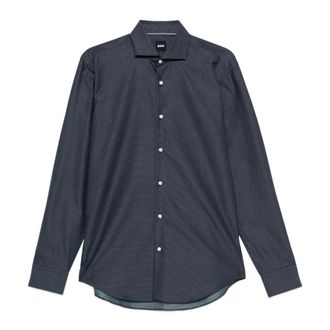 HUGO BOSS Overhemden, Heren, Blauw, 2Xl, Katoen, H-Joe Katoenen Shirt