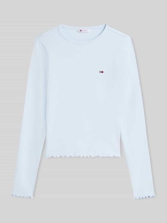 Tommy Jeans Slim Fit Langarmshirt aus Baumwoll-Mix in Hellblau, Gr&ouml;&szlig;e XL
