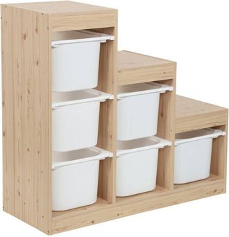 Sweeek Childrens storage unit staircase 6 storage bins wood decor natural - Sora