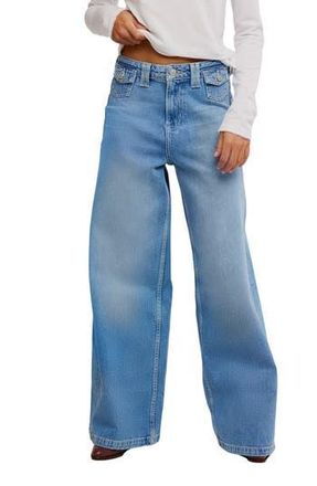 Free People Kellee High Waist Wide Leg Palazzo Jeans in Plaza Blue at Nordstrom Rack, Size 27