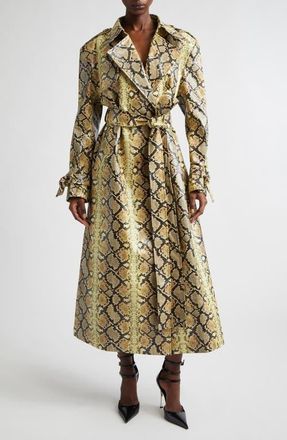 Kim Shui Snakeskin Embossed Faux Leather Trench Coat at Nordstrom, Size X-Small
