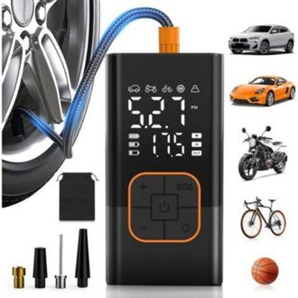 OEM Inflador De Neum&aacute;ticos Inal&aacute;mbrico Para Coche, Compresor De Aire Port&aacute;til Con Man&oacute;metro Digital (150 Psi), Doble Pantalla, Bater&iacute;a Recargable, Luz Led