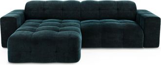 Sia Home Sof&aacute; esquinero izquierdo 5 plazas terciopelo azul pavo 230 cm