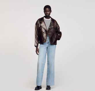 Sandro Cazadora de cuero oversize