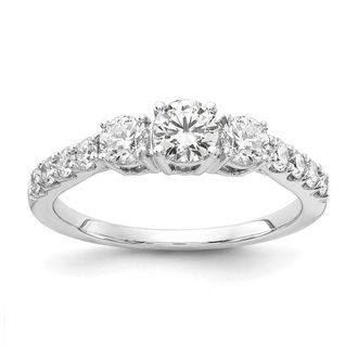 Diamond2Deal 14k White Gold Lab Grown Diamond 3-Stone Band Ring 1.5Ct Clarity- VS Color- G-H