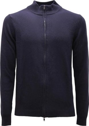 Daniele Fiesoli Truien & Vesten, Heren, Blauw, S, Wol, Wollen trui met volledige rits in blauw