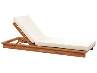 Beliani Beliani - Lettino Da Giardino In Legno Di Acacia Con Schienale Reclinabile E Cuscini Bianco Sporco Granari