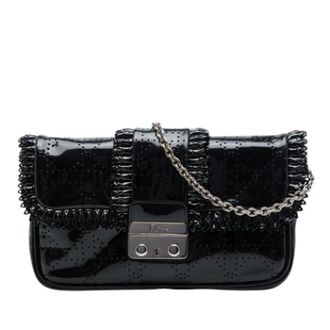 Dior Pre-owned Perforated Patent Leather Crossbody - Dames - Pre-owned - Zwart - Maat: ONE Size Leer