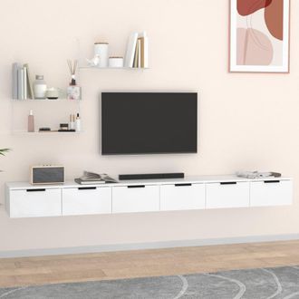 Berkfield Home Wall Cabinets 2 pcs White 102x30x20 cm Engineered Wood | Size: 102 x 30 x 20 cm