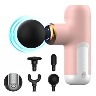 No Brand Mini Masajeador Muscular - Bater&iacute;a De 1800 Mah, 6 Velocidades, 4 Cabezales De Masaje - Alivio Del Dolor - Rosa
