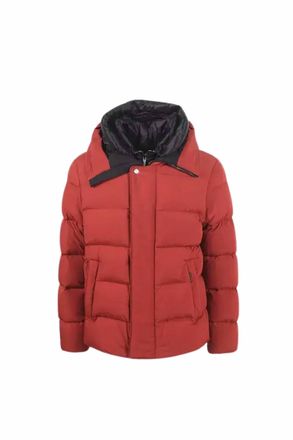 Moorer Mens Hooded Short Puffer Jacket In Paprika