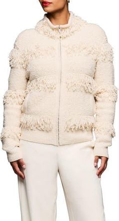 Nic+Zoe Fringe Knit Jacket in Chamois at Nordstrom Rack, Size Xx-Large