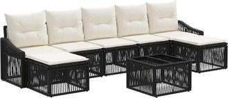 vidaXL Conjunto De Sof&aacute;s De Jard&iacute;n 8 Uds. Negro Rat&aacute;n Sint&eacute;tico Vidaxl