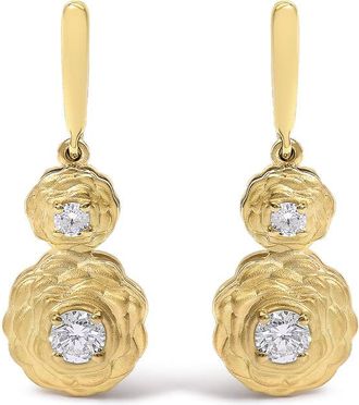 House of Brilliance 14K Yellow Gold Plated Sterling Silver 1/2 Cttw Lab Grown Diamond Matte Finish Drop Earrings