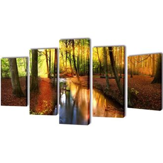 vidaXL Set Decorativo De Lienzos Para La Pared Modelo Bosque, 200 X 100 Cm Vidaxl