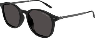 Montblanc MB0454SA Asian Fit 001 Mens Sunglasses Black Size 54