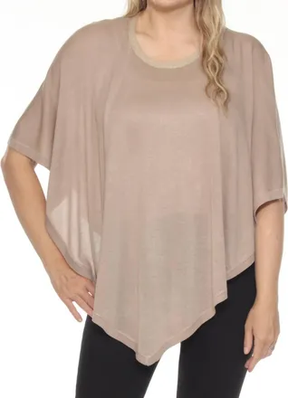 Joseph Ribkoff Metallic Sweater Knit Poncho Top In Dune/gold