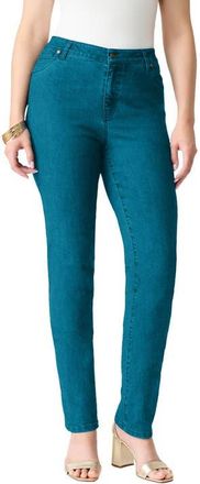 Roaman's Plus Size 24/7 Stretch Straight Leg Jean in Deep Teal at Nordstrom, Size 34