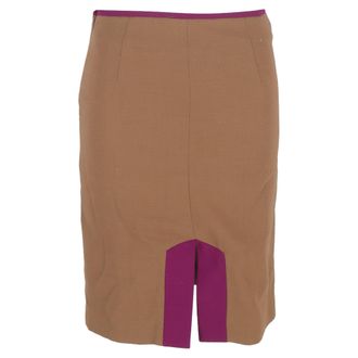 The Row De Row knielange kokerrok met split aan de voorkant in bruin en violet wol
