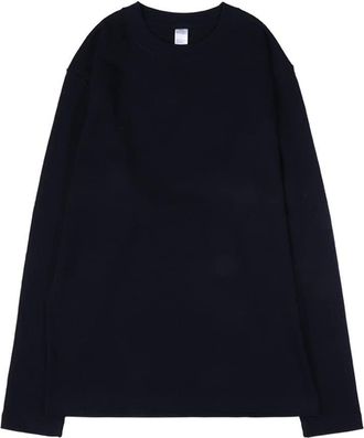 Generic Cotton Long Sleeve T-Shirt Bottoming Shirt Round Neck top Women Men (as8, Alpha, l, Regular, Regular, Navy)