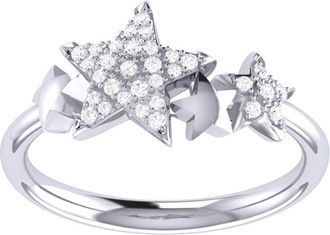 LuvMyJewelry Dazzling Star Cluster Sterling Silver Diamond Ring