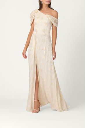 Shoshanna Midnight Lurex Chiffon Penelope Dress in Ivory/gold at Nordstrom, Size 10