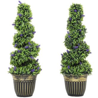 HOMCOM Set of 2 Decorative Artificial Plants with Lavender and Pot - 90cm | TJ Hughes