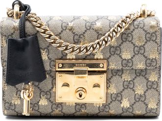 Gucci Pre-owned Womens Small Gg Supreme Bee Padlock Crossbody - Sage Green Textile - One Size